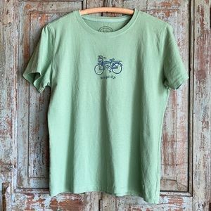 Life is Good Green Tee Size Small Simplify Bike